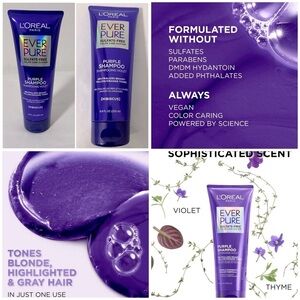 L'Oreal Paris EverPure Sulfate Free Purple Color Enhancing Shampoo Bundle of (2)